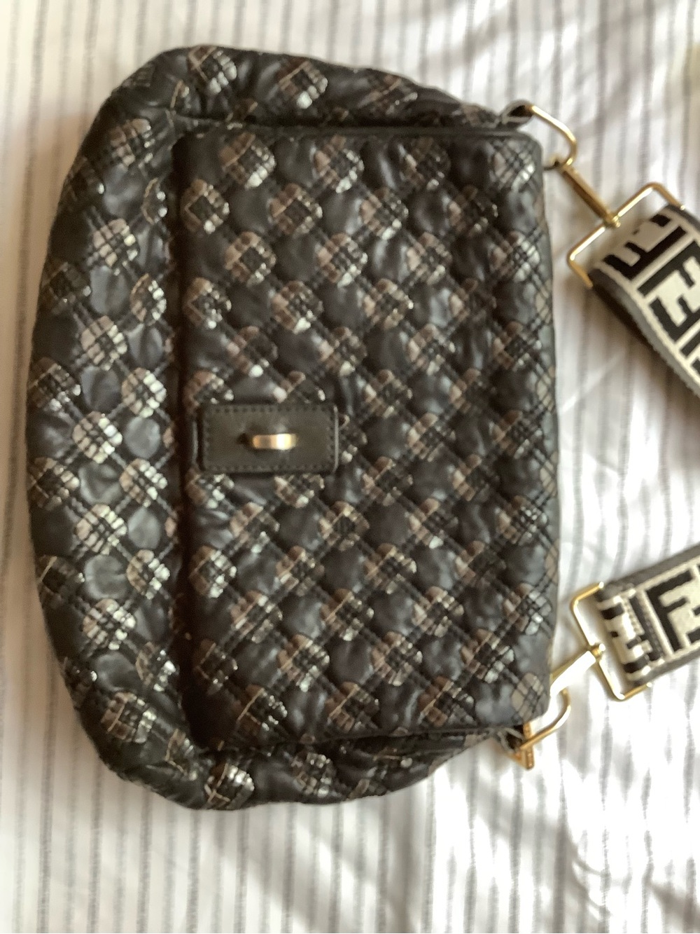 Marc Jacobs Quilted Dark Brown Crossbody with Patterned Strap